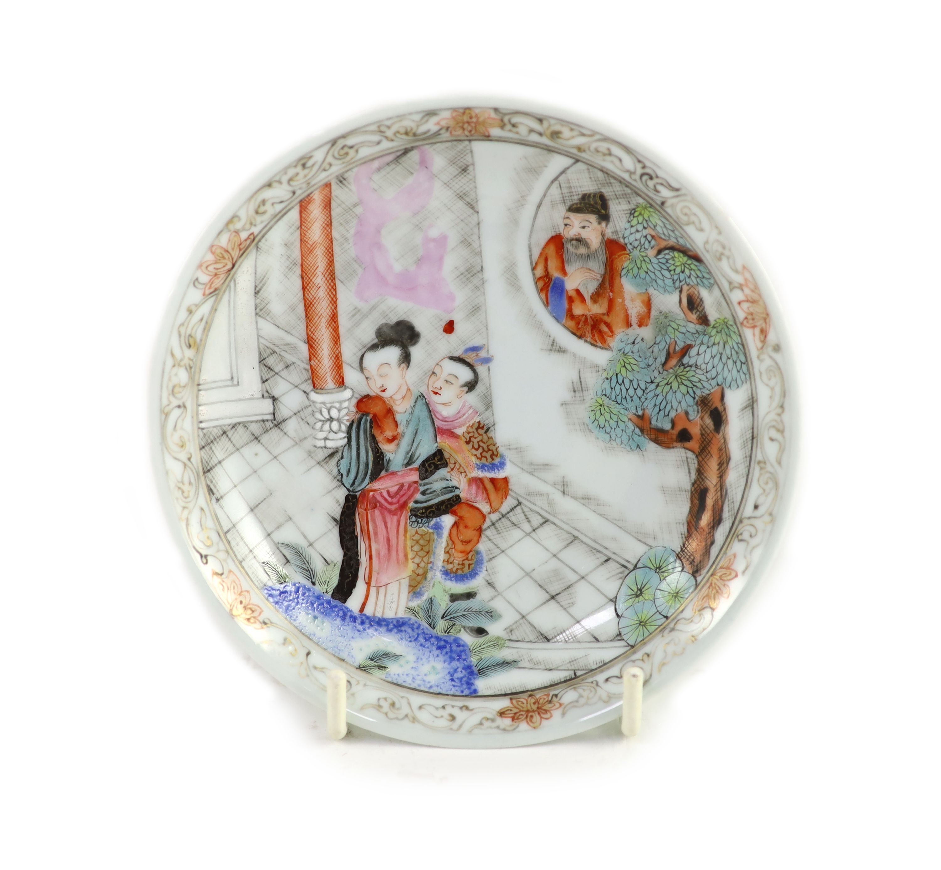 A Chinese famille rose saucer dish, Yongzheng period, 11.7 cm diameter, slight faults